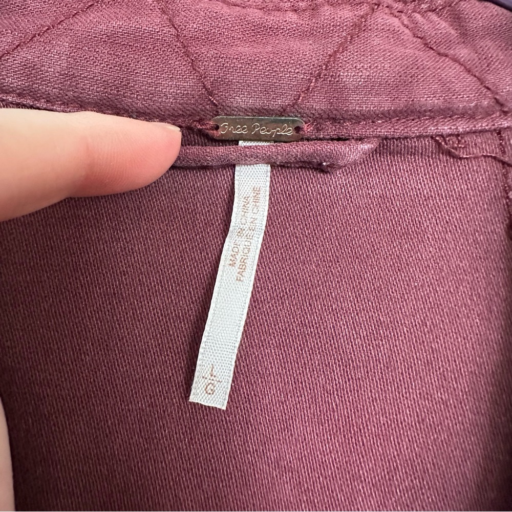 Burgundy Free People Button Accented Utility Jacket - Picture 5 of 8